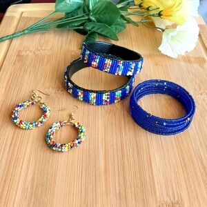 4PC Beautiful Kenyan Beaded Bracelet Set